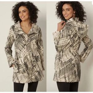 Soft Surroundings Jacket Womens Petite L Go Lively Shibori Hooded Anorak Utility